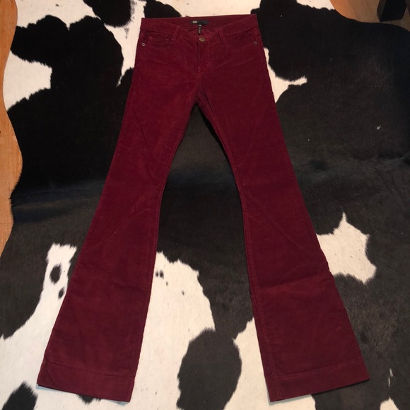 Maje Pants - Maje Pavory Bordeaux red corduroy mid rise flares